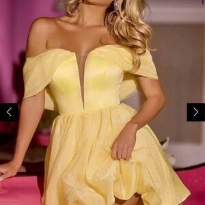 Elegant Yellow Off-Shoulder Dress